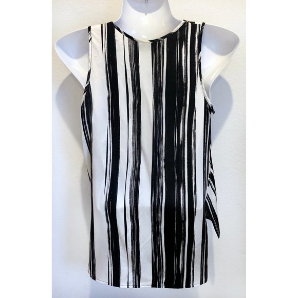 Laura Delman White & Black Striped Silk Tank sz 4 - Picture 3 of 8